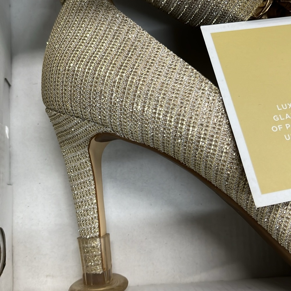 Michael Kors Dorothy Flex D’Orsay gold glitter chain mesh US size 8.5m beautiful - Picture 10 of 12